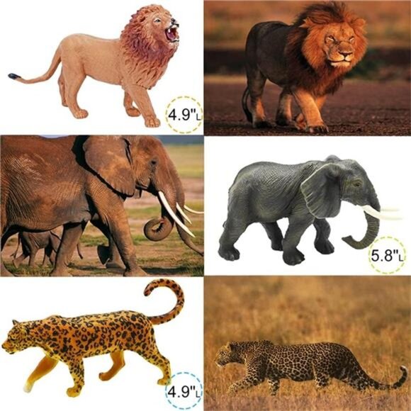 65PCS Safari Animals Figures Toys, Realistic Plastic Jungle Zoo Wild Animals - Picture 3 of 8